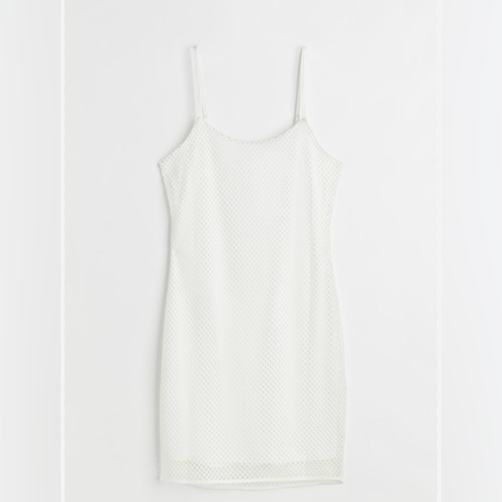 H&M White Fitted Mesh Dress! Brand New!